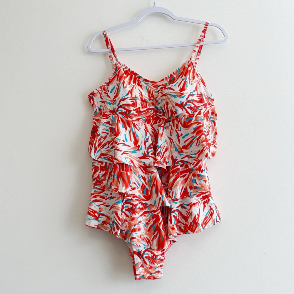 Sea & Sand Vibrant Red One Piece Swimsuit with Ruffle Details
